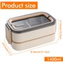 WIYETY Bento Boîte à déjeuner à 2 étages avec compartiments : boîte à déjeuner pour adulte en acier inoxydable de qualité supéri