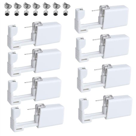 Lot de 8 pistolets de perçage d'oreille jetables avec clous d'oreilles asepsis sans douleur pour filles