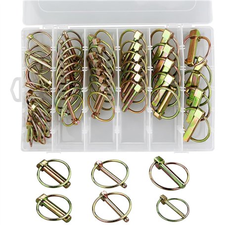 50 pièces Goupille de lynch avec anneau pour remorque de tracteur agricole,Assortiment de goupilles clips rond sécurité 4.5-6-8-