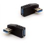 Adaptateur USB 3.0 90 degrés angle droit connecteur USB type A mâle à extension femelle 2 pcs (angle gauche et angle droit inclu