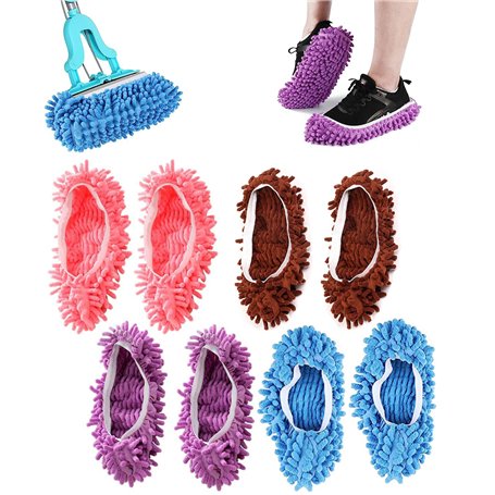 4 Paires Chaussons Poussière，Chaussons de Nettoyage，Convient Nettoyage Poussière du Sol
