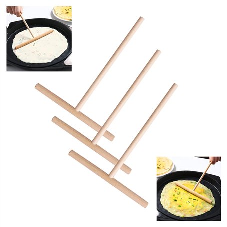 LuLiyLdJ 3 pièces en bois en forme de T bâton de crêpe épandeur de crêpes outil de cuisine bricolage
