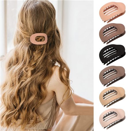 TTPSRY Lot de 6 Pince Cheveux Femmes Grande Pinces Griffes Clips Antidérapantes Epais Grosse Pince Plate Cheveux Colourful Barre