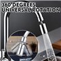 Aérateur de Robinet Pivotant à 360° pour Cuisine, Embout de Robinet avec Économie d'Eau, Mousseur avec 2 Modes de Pulvérisation,