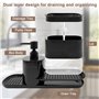 Druuzyl Distributeur de Liquide Vaisselle et Savon Cuisine 4 en 1 - Noir avec Support Éponge et Porte-Torchon, Organisateur d'Év