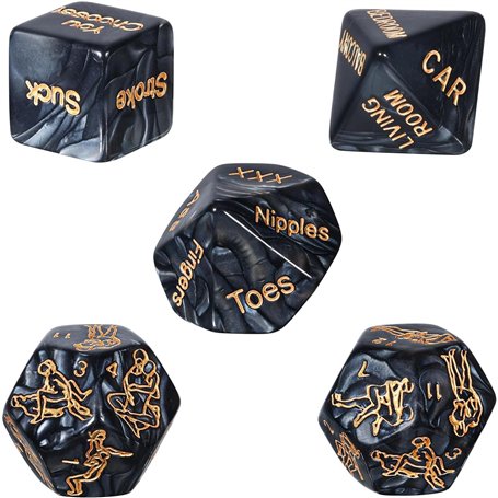 NawMig 2024 Upgrade - 5 Dés Jouets Noirs Multi-Fonctionnels - K
