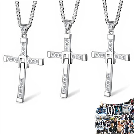 XHBTS Lot de 10 autocollants et 3 pendentifs en forme de croix Dominic Toretto pour homme