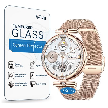 Frgnie Lot de 3 films de protection d'écran en verre trempé compatibles avec la montre connectée Shepatio 1