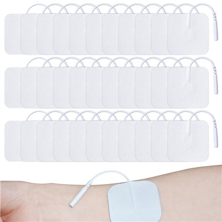 Sporgo Lot de 40 électrodes Tens : 50 x 50 mm Coussinets autocollants de rechange pour appareil Tens pour traitement de la doule