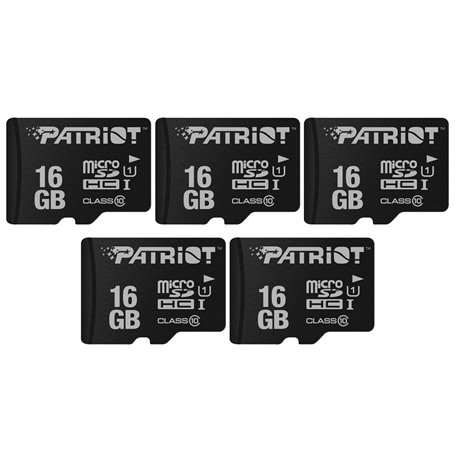 Patriot Memory Carte Mémoire Flash MicroSD LX Serie 16Go - PSF16GMDC105 - Paquet de 5