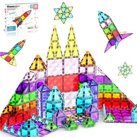 PicassoTiles 30 pièces Blocs de Construction magnétiques Mini série de Diamants Taille de Voyage Aimant sur Le Pouce Ensemble de