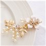 JUSTUSNX Accessoires de cheveux en forme de fleur dorée avec perles et cristaux - Épingles à cheveux de mariage pour femmes et f