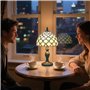 Kinbolas Tiffany-Style 8 Pouces Lampe De Table Vitrail Perles Abat-Jour Petite Lampe De Chevet Lecture Antique Lampe De Bureau S