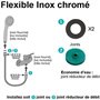 Flexible de douche - ROUSSEAU - Écrou métal anti-torsion - Sertis de sécurité - Longueur 1m75 - Inox chromé simple agrafage