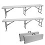 Oxeo 2 Bancs pliants Blancs-Bancs pliants Jardin- Bancs pliants Camping - 182X28X43cm - Poignée de Transport