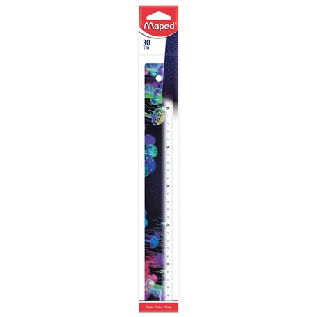 Maped - Règle 30cm Deepsea Paradise- Règle scolaire décorée - Ergonomique et légère - Triple décimètre avec Graduation en millim