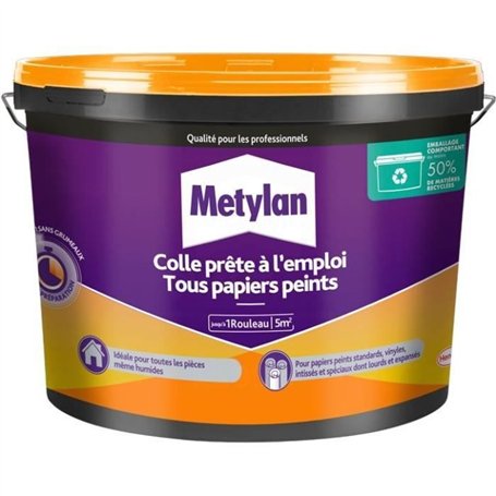 Colle - METYLAN - 2785042 - Pret a l'Emploi - Tous Papiers Peints - Seau - 1kg