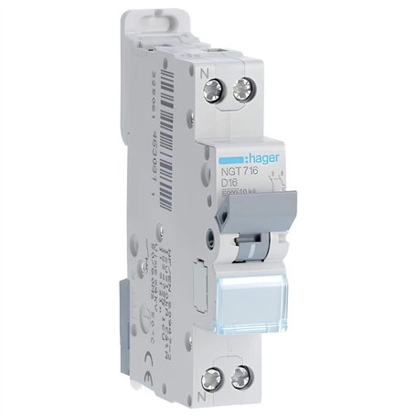 disjoncteur hager - 1 phase + neutre - 16a - 6ka - courbe d - vis/vis