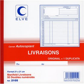CARNET 'LIVRAISONS' 210X210 50/2+0 (par 5)