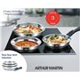 Arthur Martin AM2208 Set de 3 poêles Acier Inoxydable Poignée amovible Tous feux dont induction