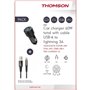 Pack chargeur + câble - THOMSON - Chargeur de voiture 60 W - Câble USB-A vers L 3A