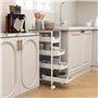 HOMCOM Desserte Cuisine 5 Niveaux, Chariot de Service, Chariot de Rangement à roulettes avec 4 tiroirs coulissants, étagère de R