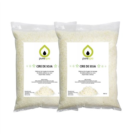 Purespa Cire de soja pour bougies en Flocons 2x900gr soit 1