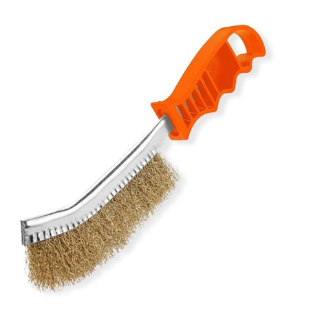 PARENCE.- Brosse en Laiton avec Manche en Plastique - Borsse métallique en Acier Polyvalente Nettoyage Décapage - Bricolage