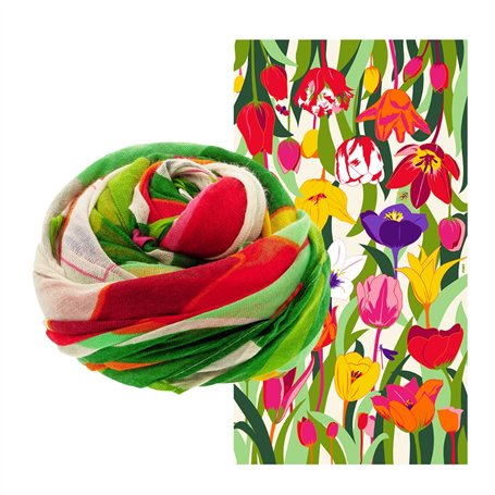 Pylones - Foulard/Paréo Coloré Balade - Tulipes - 100 x 180 cm
