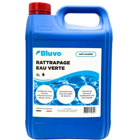 Algicide Anti-Algues Piscine 5L | Rattrapage Eau Verte & Stop Algues | Traitement Choc Efficace pour Éliminer Algues et Eaux Tro