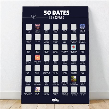 50 dates en amoureux - Affiche à gratter (Cadeau ideal pour Saint Valentin