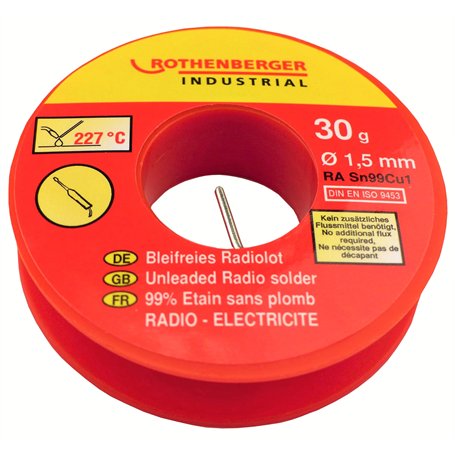 ROTHENBERGER Industrial - 1000002350 - Soudure Radio Industrielle sans Plomb SN99CU1 Ø 1.5 mm 30 g