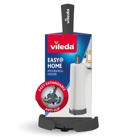 Vileda Porte-rouleau d'essuie-tout debout avec butoir à rouleau – Facile à déchirer – Ventouse puissante pour une stabilité maxi