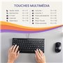 Perixx Periboard-407, Mini Clavier USB Filaire AZERTY - Clavier Chiclet avec 11 Touches de Raccourcis - Noir