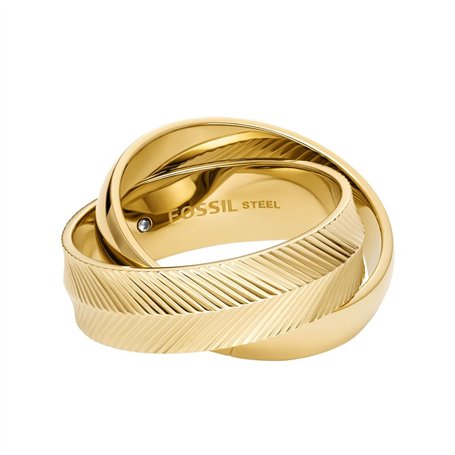 Fossil Bague pour femme Harlow Interlocking gauche en acier inoxydable doré JF048067109