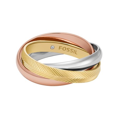 Fossil JF048079985 Harlow Bague pour femme en acier inoxydable tricolore