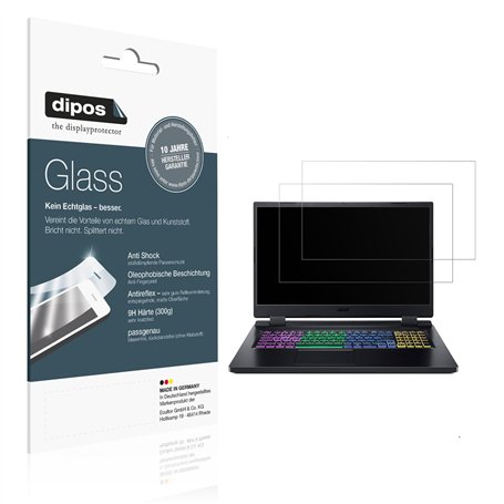 dipos I 2x Protection ecrán mat compatible avec Acer Nitro 5 Gaming AN517-55 Verre souple Film Protecteur 9H