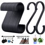 PEPAXON Lot de 20 crochets en métal en forme de S pour cuisine - En aluminium - Pour salle de bain - Noir
