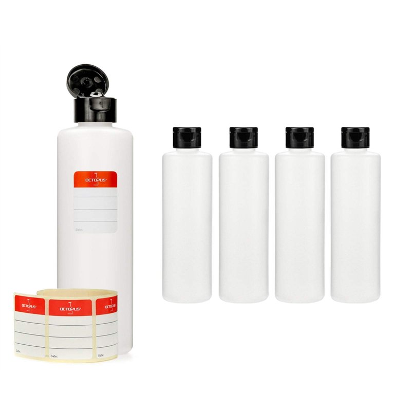 Octopus Bouteilles en Plastique 10 x 100 ML, Bouteilles en Plastique PE-HD avec Bouchon à vis de Jaune, Bouteilles vides avec Bo