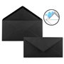 Lot de 25 enveloppes à lettre - Noir - DIN long - 110 x 220 mm (11 x 22 cm) - Fermeture humide sans fenêtre - Idéal pour cartes 