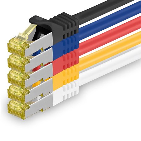 Câble Réseau Cat7 Cat 7 10 Gb/s - 5x 1.5m - RJ45 Ethernet LAN DSL Routeur Modem - 5 couleurs