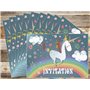 Edition Colibri (10754 FR 10 invitations en Français LICORNE SUR L'ARC-EN-CIEL: lot de 10 cartes d'invitation tendres et illustr