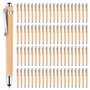 NIZEAMI Lot de 80 stylos à bille rétractables en bambou avec embouts de stylet pour écrans tactiles