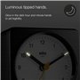 Braun Classic Analogue Alarm Clock with Snooze and Light, Quiet Quartz Sweeping Movement, Crescendo Beep Alarm in Black and Whit