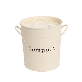 Harbour Housewares Le Compost Industriel Bin - Style Vintage de Cuisine en Acier de Stockage Bucket - Amovible intérieure - Crèm