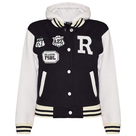 A2Z 4 Kids B.B Encapuchonné R Mode NYC/FOX Veste Varsity - B.B NYC Black Grey 7-8