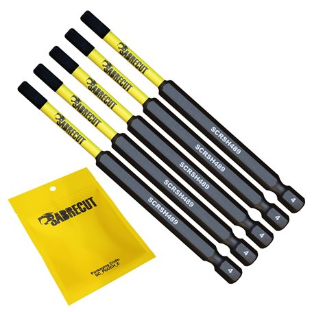 5 x SabreCut SCRH489_5 89 mm H4 Hex Magnétique Impact Tournevis Embouts Set Single End Heavy Duty Compatible avec Dewalt Milwauk