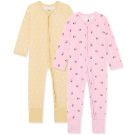 Bramble & Bear Lot de 2 Combinaisons de nuit garçon et fille - coton biologique