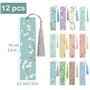 BETESSIN Lot de 12 Marque-pages Branche de Fleur en Papier avec Pompon Bookmarks Marqueur Livre Cadeau pour Enseignants Étudiant