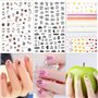Qpout 1200 + Designs Assortiment Ongles Stickers Autocollants, Fleur Animal Fruit Sirène 3D Nail Art Autocollants Autocollants O
